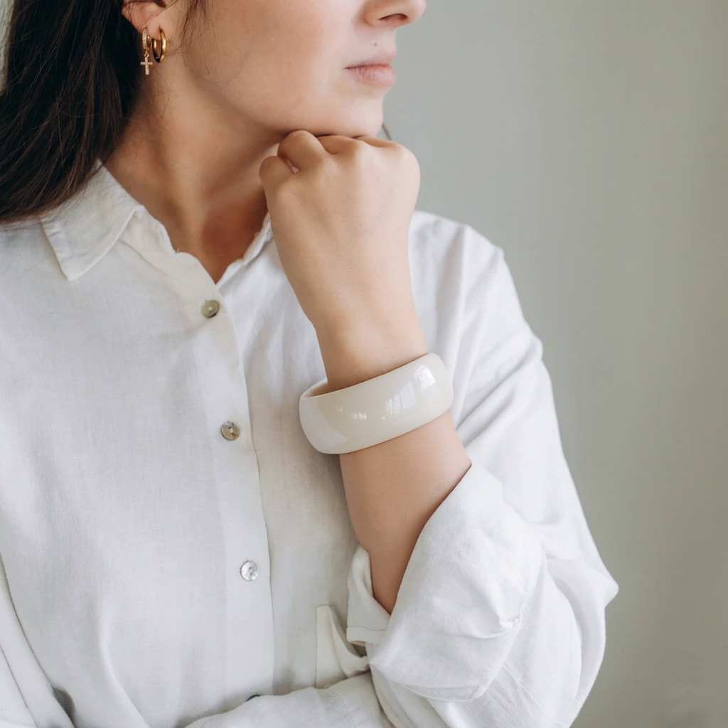 Bijoux Bracelet Jonc En Résine Opaque 69 mm - Nude