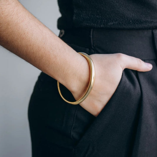 Bijoux Bracelet Jonc 68 mm - Acier Inoxydable Doré