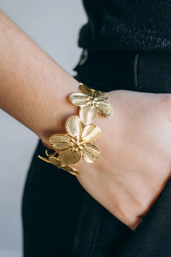 Bijoux Bracelet Fleurs de Cerisier - Acier Inoxydable Doré