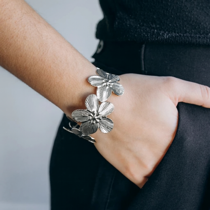 Bijoux Bracelet Fleurs de Cerisier - Acier Inoxydable Argenté