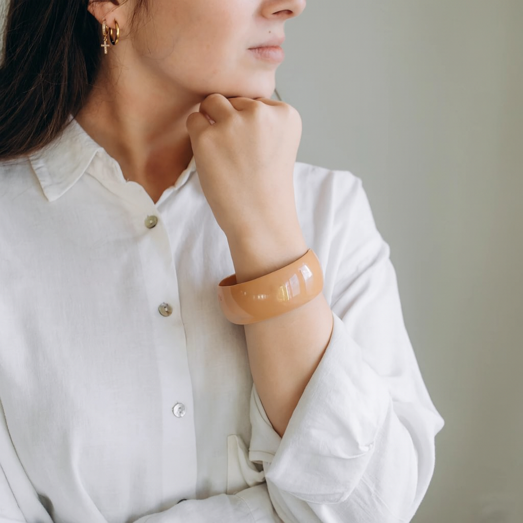 Bijoux Bracelet Jonc En Résine Opaque 69 mm - Camel