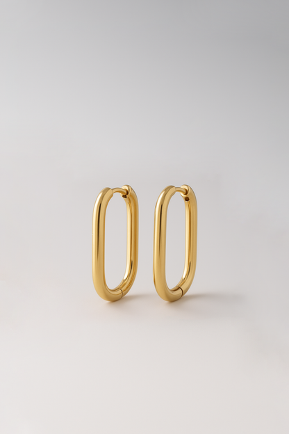 Bijoux Boucles d'Oreilles Ovales 21x15 mm - Acier inoxydable Doré