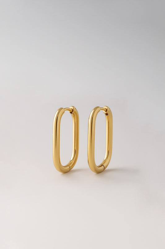 Bijoux Boucles d'Oreilles Ovales 21x15 mm - Acier inoxydable Doré