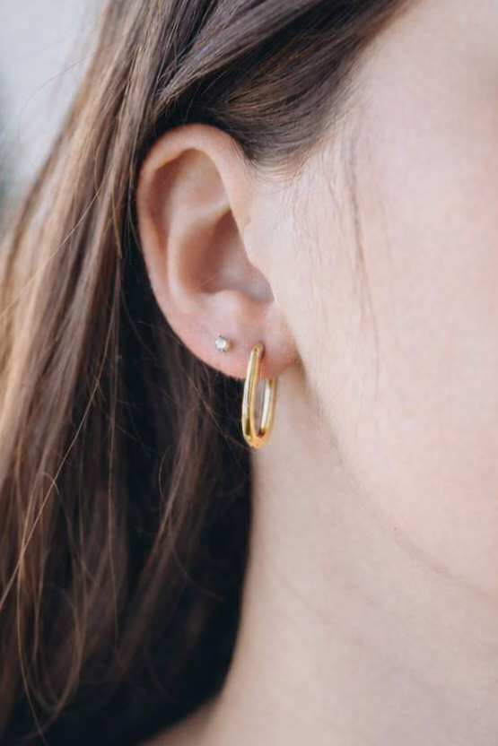 Bijoux Boucles d'Oreilles Ovales 21x15 mm - Acier inoxydable Doré