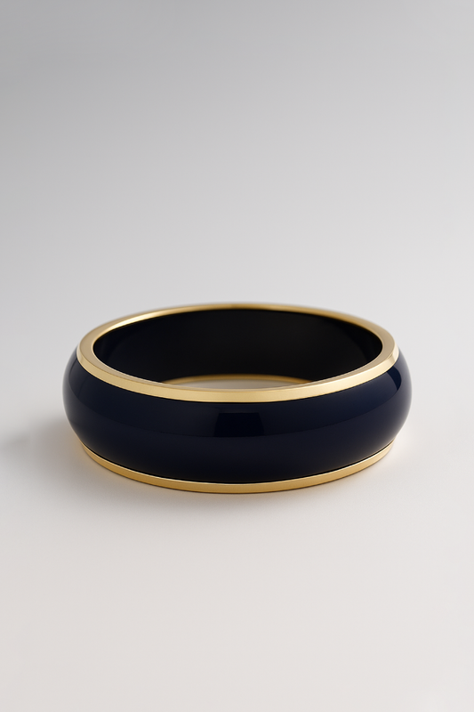 Bijoux Bracelet Jonc En Résine 65 mm - Doré & Bleu Marine