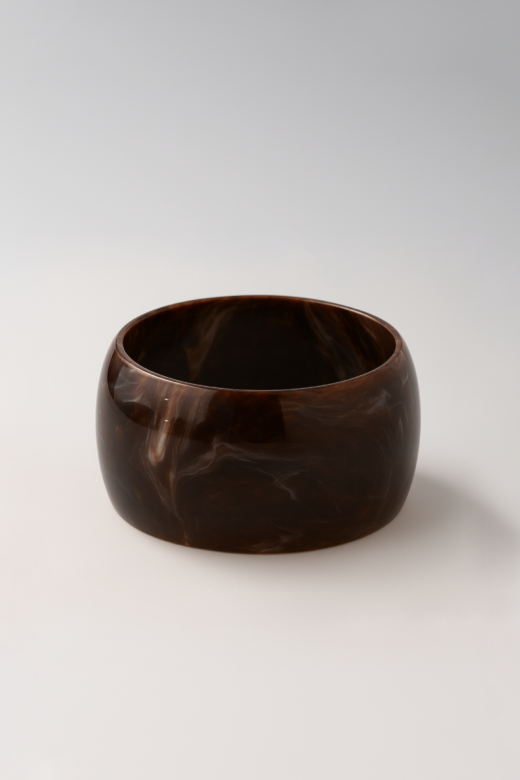 Bijoux Bracelet Jonc En Résine Opaque 68 mm - Marbré Marron Foncé & Blanc