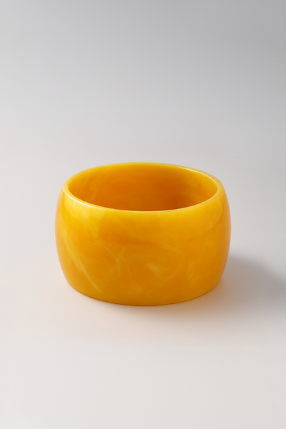 Bijoux Bracelet Jonc En Résine Opaque 68 mm - Marbré Miel & Blanc